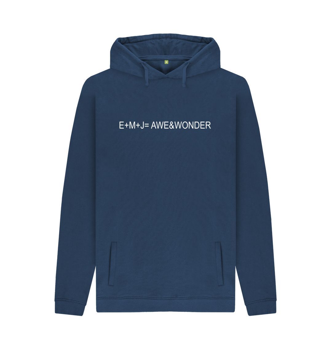 Navy EMJ =  AWE&WONDER White logo Unisex organic Pullover Hoodie