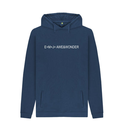 Navy EMJ =  AWE&WONDER White logo Unisex organic Pullover Hoodie