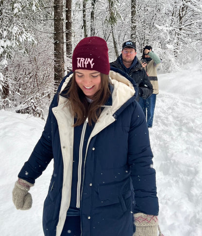 Trinnity Pull-On Beanie Pink Embroidered Logo