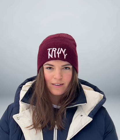 Trinnity Pull-On Beanie Pink Embroidered Logo