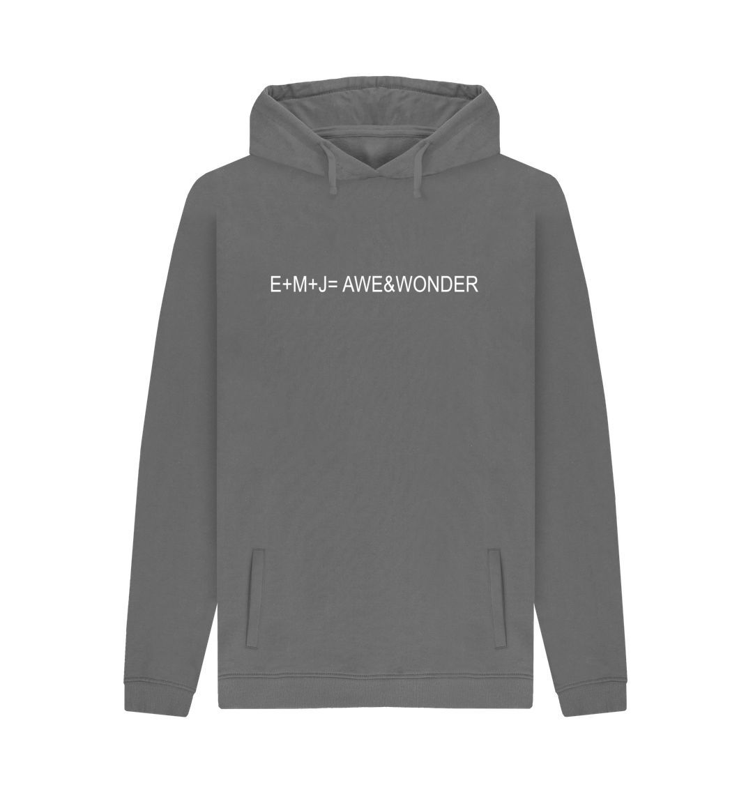 Slate Grey EMJ =  AWE&WONDER White logo Unisex organic Pullover Hoodie