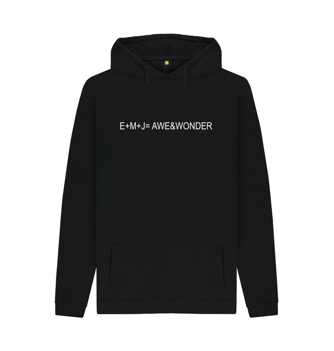 Black EMJ =  AWE&WONDER White logo Unisex organic Pullover Hoodie