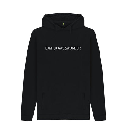 Black EMJ =  AWE&WONDER White logo Unisex organic Pullover Hoodie