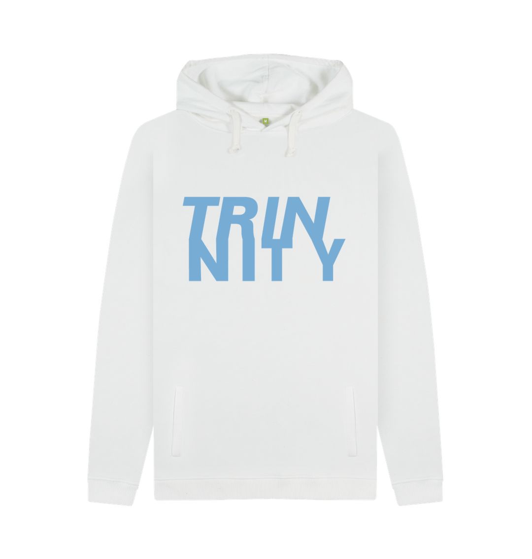 White Trinnity Blue Anagram Unisex Organic Pullover Hoodie