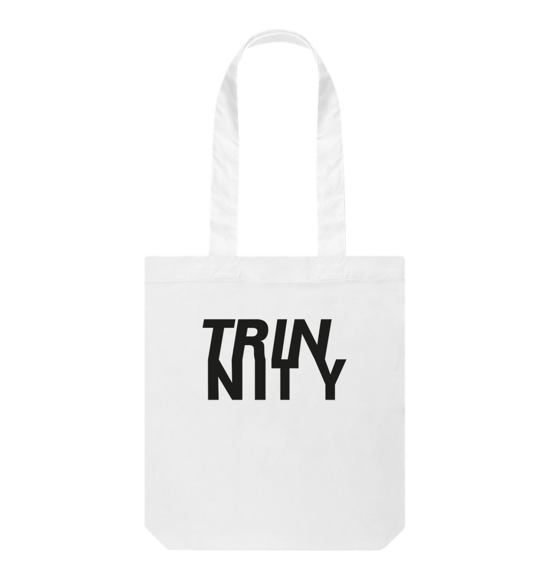 White Trinnity Black logo tote bag